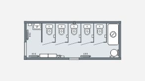 Санузел на 5 кабинок